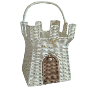 Cesta de mimbre estilo castillo - Juguete y decoración infantil de estilo bohemio - Product Image 1