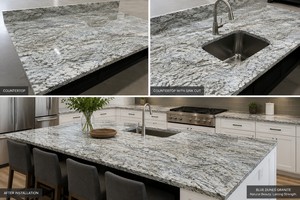 Plan de travail en granit aspect marbre blanc gris, surface polie, dalle prédécoupée pour îlot de cuisine et villa - Product Image 6