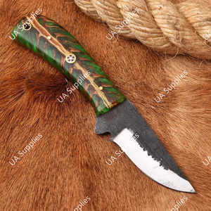 Couteau de chasse et de camping à lame fixe en acier à haute teneur en carbone 1095, forgé à la main, 55 HRC, ultra-affûté, pointe tombante, pleine tige, OEM - Product Image 2