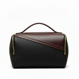 Leather Toiletry <b>Bag</b> Rectangle Classic Portable Black Brown Brass <b>Zipper</b> Bathroom <b>Storage</b> <b>Bag</b> - Product Image 3
