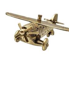 Avion à réaction en laiton, modèle réduit vintage, objet décoratif de table, statue d'avion miniature antique pour la décoration de la maison et du bureau, finition brillante - Product Image 3