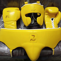 Set de Guantes de Boxeo Fly Superlace, Personalizados, de Cuero Genuino, Alta Calidad, Transpirables, Antideslizantes, con Protección Facial y para la Cabeza