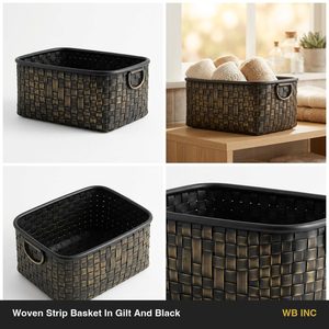Handmade 30 cm Iron Wire <b>Basket</b> Black and Gilt Real Weave Woven Strip Elegant Home Decor Hotel Wedding <b>Table</b> <b>Basket</b> - Product Image 6