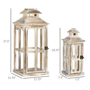 Paquete de 2 Faroles Rústicos de Madera de 28"/20" Cuadrados Grandes para Interiores/Exteriores, Decoración Navideña para el Hogar, Naturales sin Vidrio - Product Image 3