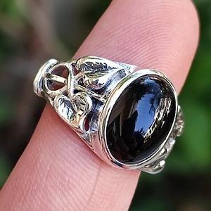 Black Onyx <b>Ring</b> 925 Sterling <b>Silver</b> Handmade Boho <b>Statement</b> Promise <b>Ring</b> for Women Natural Oval Black Onyx <b>Ring</b> July Birthstone - Product Image 5