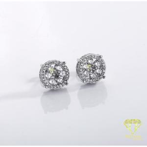 Pendientes de Diamantes Cultivados en Laboratorio VVS, Plata de Ley 925, Diseño Redondo en Racimo, Joyería Elegante, Brillante y de Lujo para Mujer - Product Image 5
