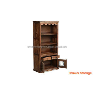 ตู้บาร์ไม้สไตล์วินเทจโมเดิร์น พร้อมลิ้นชัก ชั้นวางของ ตู้เก็บเหล้าไม้จริง ชั้นวางไวน์ สำหรับห้องนั่งเล่น ตู้บาร์ในบ้าน - Product Image 5