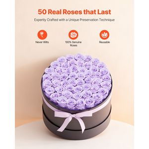 Scatola Quadrata con 50 Rose Conservate - Bouquet di Fiori Eterni per Regalo di Compleanno per Moglie o Madre - Product Image 2