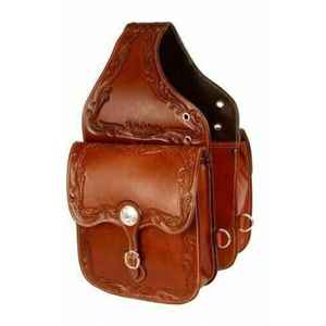 Sac de selle en cuir floral rugueux pliable de haute qualité usiné à la main multifonctionnel spacieux en cuir véritable sport équitation - Product Image 1