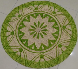 Tapis rond en jute tressé avec imprimé animal, style bohème, fait main pour le salon, décoration de la maison - Product Image 6