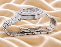 Montre à quartz de luxe en acier inoxydable Raj Gems, boîtier rond de 41 mm, cadran analogique, cristal saphir, bracelet de 20 mm, montre unisexe tendance