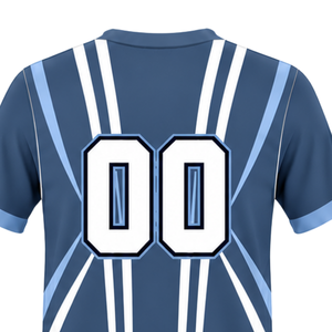 Camiseta de Rugby Azul Acero y Blanca, Manga Corta, Cuello en V, Uniforme de Equipo, Transpirable, Ligera, Personalizable, Ropa Deportiva de Entrenamiento - Product Image 4