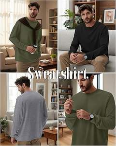 Paquete de 3 Sudaderas para Hombre, Tallas Grandes y Altas, Manga Larga, Cuello Redondo, Estilo Casual, Básicas y Ligeras - Product Image 5