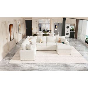 Divano Letto Sezionale 112.2 Color Crema per Soggiorno con Ottomana Contenitore Estraibile e Tre Dispositivi di Ricarica, Cuscini Inclusi - Product Image 3