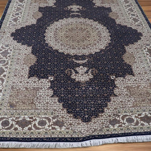 Tapis en laine/soie de style persan noué à la main |   Motif géométrique |   Tapis d'inspiration orientale |   Taille personnalisée disponible |   Écologique | - Product Image 1