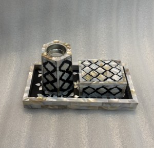 Black Mother of Pearl Inlay Bakhoor Tray Burner <b>Set</b> Luxury Electric <b>Candle</b> Warmer with Attractive Pattern - Product Image 5