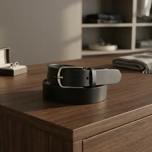 Ceinture en cuir contourée avec boucle de qualité supérieure, fournisseur de ceintures avec logo personnalisé Divine International - Product Image 1