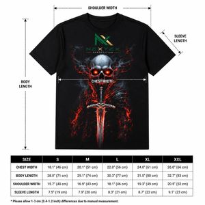 เสื้อยืดลายกราฟิกดาบหัวกะโหลก 3 มิติ แบบกำหนดเองสำหรับผู้ชาย เสื้อยืดคอกลมแนวแฟนตาซีสีเข้ม พิมพ์ลายแบบระเหิด โรงงาน OEM - Product Image 6