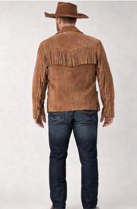 <b>western</b> Men's Brown Leather <b>Jacket</b> Fringe <b>Western</b> Style Turn-down Collar Casual Autumn Wear - Product Image 4