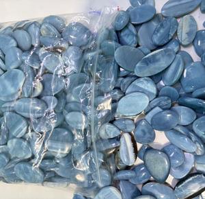 โอปอลสีน้ำเงินธรรมชาติทำมือ รูปทรงคาโบชอง อัญมณีสีน้ำเงินสำหรับทำเครื่องประดับ คริสตัลหินกึ่งมีค่า อัญมณีเม็ดเดี่ยว - Product Image 3