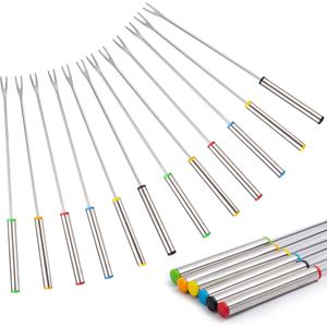 Set di 12 Forchette per Fonduta in Acciaio Inox da 9,5 Pollici, Colorate e Codificate, per Formaggio e Frutta, Utensili Resistenti al Calore - Product Image 1