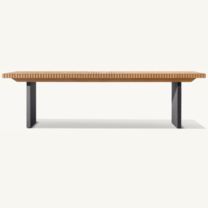 Table rectangulaire en teck massif, idéale pour l'extérieur, durable et au design moderne, en promotion. - Product Image 1