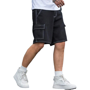 Shorts amples pour hommes en polaire polyester/coton à séchage rapide, taille mi-haute avec cordon de serrage, style streetwear personnalisé - Product Image 4