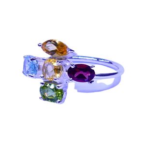 Wedding Wear 925 Sterling Silver Gold Plated Jewelry Multi Tourmaline Gemstone Women Wear Classc <b>Couple</b> <b>Ring</b> - Product Image 4