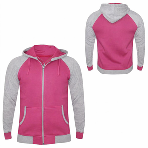 Men's Custom light <b>pink</b> grey contrastcolor Eco-Friendly Quick Dry Solid full zip <b>Hoodies</b> OEM Service Casual Outdoor fashion wear - Product Image 1