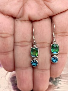 Pendientes de Cuarzo Verde Caribeño con Cinta de Cristal, Elegantes Pendientes Colgantes en Tono Plateado con Piedras Preciosas, Regalo de Joyería para Mujer - Product Image 5