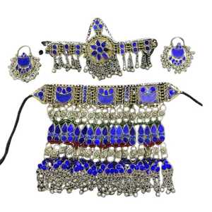 Joyería Afgana Kuchi, Collar y Aretes, Juego de Joyería Hecho a Mano para Niñas, Regalo para Bodas y Fiestas - Product Image 1