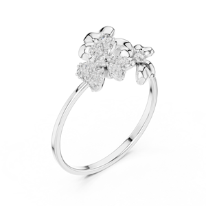 Anillo Minimalista en Forma de Flor de Oro Amarillo Sólido de 10k, 14k, 18k con Diamantes Cultivados en Laboratorio de Corte Redondo, Anillo de Boda Clásico, Regalo para Ella - Product Image 5