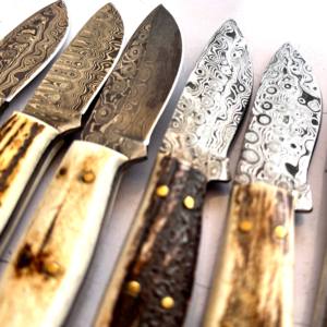 Couteaux de Bushcraft de qualité industrielle, couteau de chasse Skinner, personnalisable OEM, lame non interchangeable, acier Damas, corne de bélier - Product Image 3