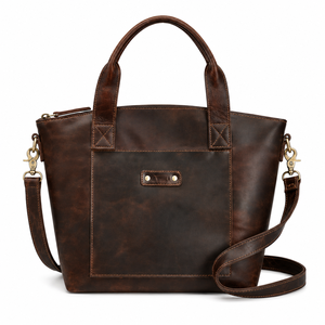 Vintage Genuine Leather Satchel Tote Bag Crossbody <b>Handbag</b> with Adjustable Strap for Women Daily Use - Product Image 1