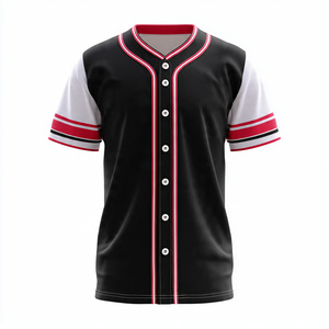 เสื้อเบสบอลกระดุมโพลีเอสเตอร์100% เสื้อเบสบอลติดกระดุมเสื้อเบสบอลลายทางเสื้อเบสบอลผ้านุ่ม - Product Image 4