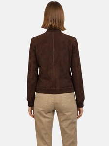Brown <b>Suede</b> Bomber <b>Jacket</b> Zipper Closure Turn-down Collar Casual Slim Fit Autumn Wear Casual shacket with pockets Winter <b>leather</b> - Product Image 3