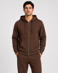 Stylish mens zipper <b>hoodie</b> made with durable <b>soft</b> fabric providing warmth flexibility and effortless everyday street fashion - Product Image 1