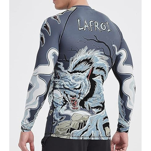 Men Long Sleeve Rash Guard <b>Compression</b> <b>Shirt</b> Graphic Print UV Protection Quick Dry High Quality OEM - Product Image 3