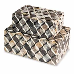 Wooden Jewelry Storage <b>Box</b> Rectangular Black with White <b>Floral</b> Inlay Pattern for Christmas Necklace & Ring Organizers - Product Image 5
