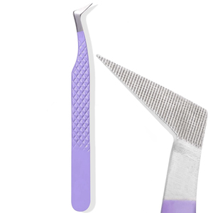 Pince à cils en acier inoxydable à pointe en fibre, personnalisable avec logo, pour extensions de cils volume - Marque privée - Product Image 1