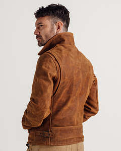 Fashion <b>Men's</b> <b>Brown</b> <b>Suede</b> Leather <b>Jacket</b> Stand Collar Zipper Closure Casual Autumn Wear Style Regular Fit - Product Image 2