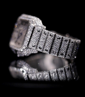 Montre de luxe Hip Hop sertie de diamants Moissanite VVS, cadran carré, pour homme et femme, idéale pour un cadeau.