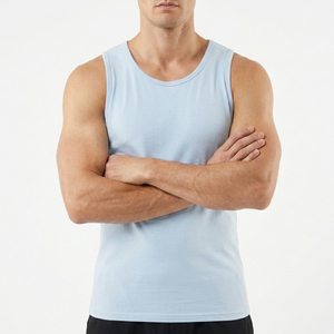 Camiseta sin Mangas de Punto Informal de Alta Calidad en Poliéster/Algodón para Hombre |   Camisa sin mangas transpirable para verano |   Chaleco de Gimnasio con Logotipo Personalizado - Product Image 5