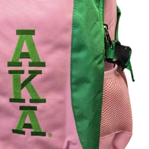 AKA Embroidered <b>Backpack</b> School Travel Laptop Book Bag Green Pink Adjustable Shoulder Straps Casual Daypack - Product Image 5