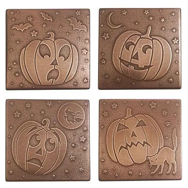 Hot Selling Großhandel Halloween Antiqued Copper Metal Untersetzer