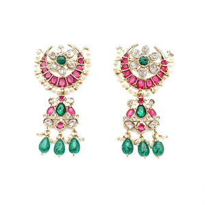 Designer Kemp Green <b>Pearl</b> Charm Earrings Gold Plated Women's Casual Wedding <b>Jewelry</b> - Product Image 3