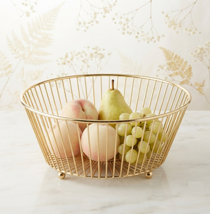 Corbeille à fruits en fil métallique doré, design élégant pour le rangement des fruits - Product Image 1
