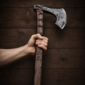 Hacha Vikinga Hecha a Mano – Hoja Nórdica Grabada con Mango de Madera, Hacha Nórdica con Acabado Envejecido para Hombres, Regalo Único para Él, Coleccionistas - Product Image 3