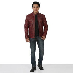 Custom New Style Latest Design Winter Fashion Clothing Windproof Men's <b>Slim</b> <b>Fit</b> Leather <b>jacket</b> for men - Product Image 6
