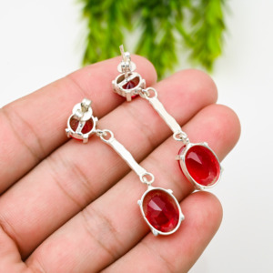 Pendientes de Aro con Granate, Plata 925, Lujo - Product Image 3